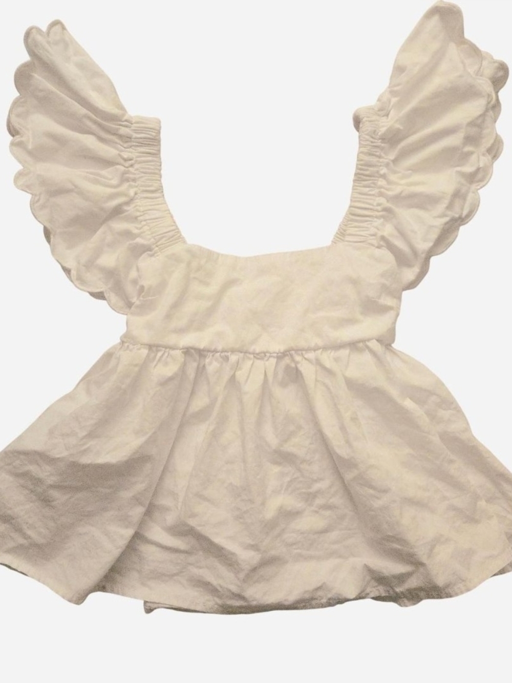 White Babydoll Top With Ruffled Sleeves